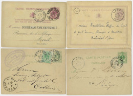 4 X CARTE-CORRESPONDANCE / CARTE POSTALE 5ct. - LAEKEN - FOREST-STALLE - BORGERHOUT - OSTENDE - Cartoline 1871-1909