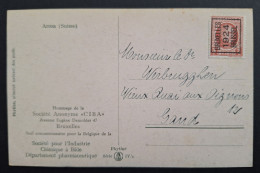 Typo 98A (BRUXELLES 1924 BRUSSEL) Op Kaartje "Arosa Suisse" - Tipo 1922-31 (Houyoux)