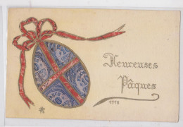 Heureuses Pâques 1918 Montage Timbre France Quittances Découpé Sur Carte Découpis - Stamps (pictures)