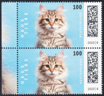 !a! GERMANY 2023 Mi. 3748 MNH Vert.PAIR W/ Left Margins (a) - Pets: Cats - Nuovi