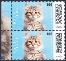 !a! GERMANY 2023 Mi. 3748 MNH Vert.PAIR W/ Left Margins (b) - Pets: Cats - Nuovi