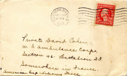 Lettre Pour Un Soldat Américain Quelque Part En France - New York 1917 - 1. Weltkrieg 1914-1918