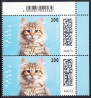 !a! GERMANY 2023 Mi. 3748 MNH Vert.PAIR From Upper Right Corner - Pets: Cats - Unused Stamps