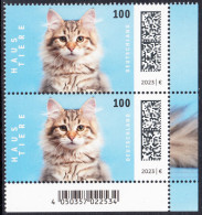 !a! GERMANY 2023 Mi. 3748 MNH Vert.PAIR From Lower Right Corner - Pets: Cats - Unused Stamps