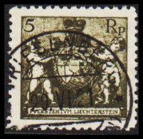 1921. LIECHTENSTEIN. Landeswappen Mit Putten. 5 Rp. Perf 12½.  LUXUS CANCEL.  (Michel 48B) - JF544591 - Usados