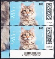 !a! GERMANY 2023 Mi. 3748 MNH Vert.PAIR From Lower Left Corner - Pets: Cats - Nuevos