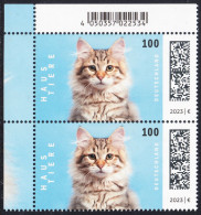 !a! GERMANY 2023 Mi. 3748 MNH Vert.PAIR From Upper Left Corner - Pets: Cats - Unused Stamps