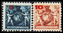 1924. LIECHTENSTEIN. Landeswappen Mit Putten. Surcharge 5 And 10. Perf 9½.  Never Hinged.... (Michel 61-62 A) - JF544604 - Neufs