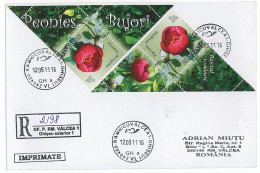 NCP 19 - 2198-a PEONY, Romania - Registered, Stamps With TABS - 2011 - Otros & Sin Clasificación