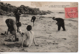 Carte Postale Ancienne Le Portel - Futurs Marins - Nu Assis Sur La Plage - Le Portel