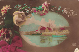 FETES - VOEUX - Bonne Fête - Fleurs - Maisons - Bateau - Colorisé - Carte Postale Ancienne - Sonstige & Ohne Zuordnung