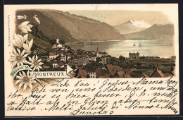 Lithographie Montreux, Panoramablick Vom Berg  - Montreux