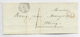 COTE D'OR TYPE 15 GEVREY CHAMBERTIN 18 DEC 1858 LETTRE POUR MOREY TAXE 1 + CL ROUGE - 1849-1876: Période Classique