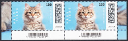 !a! GERMANY 2023 Mi. 3748 MNH Horiz.PAIR From Lower Right & Left Corner - Pets: Cats - Nuovi