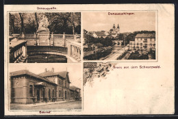 AK Donaueschingen, Bahnhof Und Donauquelle  - Donaueschingen