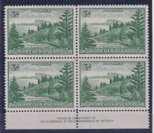 Norfolk Is: 1947/59   Ball Bay    SG6a    3d   Emerald-green  [Imprint Block Of 4]  MNH - Norfolkinsel