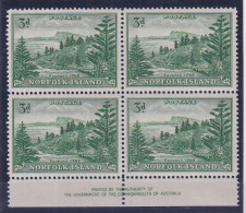 Norfolk Is: 1947/59   Ball Bay    SG6a    3d   Emerald-green  [Imprint Block Of 4]  MNH - Norfolk Eiland