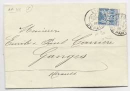 SAGE 15C PERFORE A.R. LYON DEPART 1886 LETTRE TEXTE AYNARD & RUFFER LYON ET LONDRES PEU COMMUN - Covers & Documents