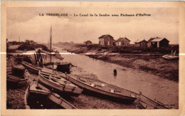 17 . LA TREMBLADE . LE CANAL DE LA SEUDRE AVEC PECHEURS D HUITRES .  (Trait Blanc  Pas Sur L'original ) - La Tremblade