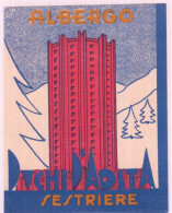 ETICHETTA LABEL ORIGINALE ALBERGO HOTEL DUCHI D'AOSTA SESTRIERE - Andere & Zonder Classificatie