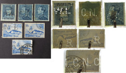 BELGIQUE Lot De 6 Timbres Perforés Dont CN, R Et Autres Belgie Belgium Timbre Perforé Perfin Stamps - 1934-51