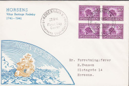 1941. DANMARK. VITUS BERING 10 ØRE In 4BLOCK On FDC KØBENHAVN 27.11.41. Beautiful Cachet With... (Michel 266) - JF544730 - FDC