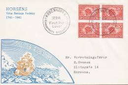 1941. DANMARK. VITUS BERING 20 ØRE In 4BLOCK On FDC KØBENHAVN 27.11.41. Beautiful Cachet With... (Michel 267) - JF544731 - FDC