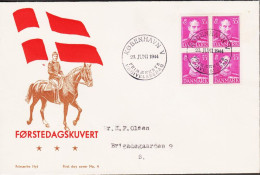 1944. DANMARK. CHRISTIAN X 35 ØRE In 4block On FDC KØBENHAVN 23. JUNI 1944. Fine Cachet With ... (Michel 274) - JF544744 - FDC