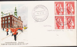 1943. DANMARK. Ingrid And Margrethe 20+5 ØRE In 4block On FDC KØBENHAVN 8.9.43.  Fine Cachet ... (Michel 279) - JF544754 - FDC