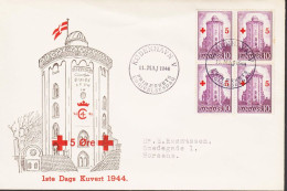 1944. DANMARK. RED CROSS RUNDE TAARN 10  + 5  ØRE In 4block On FDC KØBENHAVN 11.MAJ 1944.  Be... (Michel 281) - JF544757 - FDC