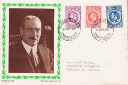 1945. DANMARK. Christian X 75 YEARS In Complete Set On FDC (tear)  KØBENHAVN 26. SEPT. 19... (Michel 286-288) - JF544762 - FDC