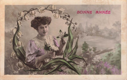 FETES - VOEUX - Nouvel An - Bonne Année - Femme - Fleurs - Colorisé - Carte Postale Ancienne - Nouvel An
