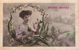 FETES - VOEUX - Nouvel An - Bonne Année - Femme - Fleurs - Colorisé - Carte Postale Ancienne - Año Nuevo