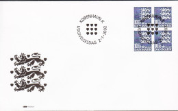 2002. DANMARK. 10,50 Lions In 4block On FDC 2.1.2002.  (Michel 1298) - JF544769 - Storia Postale