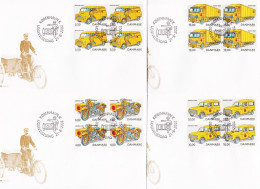 2002. DANMARK. Post Transport Means Complete Set In 4blocks On FDC 21.8.2002.  (Michel 1312-1315) - JF544781 - Lettres & Documents