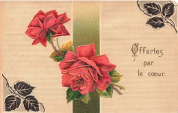 FANTAISIES - Fleurs - Rose - Offertes Par Le Cœur - Colorisé - Carte Postale Ancienne - Otros & Sin Clasificación