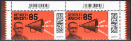 !a! GERMANY 2023 Mi. 3749 MNH Horiz.PAIR From Upper Right & Left Corners - Bertold Brecht, Dramatist - Ungebraucht