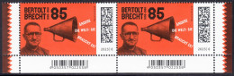 !a! GERMANY 2023 Mi. 3749 MNH Horiz.PAIR From Bottom Right & Left Corners - Bertold Brecht, Dramatist - Neufs