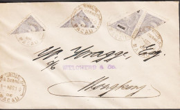 1910. MACAU. Pair And 2 Single 3 Cents Carlos I Bisected On Beautiful Small Cover To Hong K... (Michel A 129) - JF544816 - Cartas & Documentos