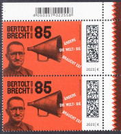 !a! GERMANY 2023 Mi. 3749 MNH Vert.PAIR From Upper Right Corner - Bertold Brecht, Dramatist - Nuovi