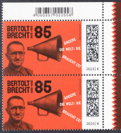 !a! GERMANY 2023 Mi. 3749 MNH Vert.PAIR From Upper Right Corner - Bertold Brecht, Dramatist - Ungebraucht