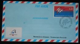 Aérogramme 1017 Bicentenaire De La Révolution Française Folon 4,20 F Oblitération Premier Jour Premier Janvier Paris - Aerograms