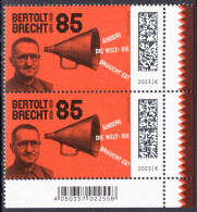 !a! GERMANY 2023 Mi. 3749 MNH Vert.PAIR From Lower Right Corner - Bertold Brecht, Dramatist - Unused Stamps
