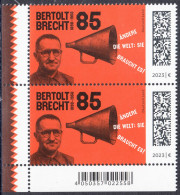 !a! GERMANY 2023 Mi. 3749 MNH Vert.PAIR From Lower Left Corner - Bertold Brecht, Dramatist - Unused Stamps