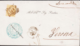 1876. ITALIA. VIKTOR EMANUEL. 10 CMI. On Beautiful Envelope To Verona Cancelled 145 And SAVIGL... (Michel 17) - JF544833 - Poststempel