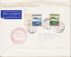 1936. DEUTSCHES REICH. 50 + 75 Pf. Zeppelin LZ 129 On Cover (fold) To USA With LZ 129 From... (Michel 607607) - JF544838 - Lettres & Documents