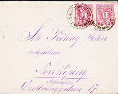 1889. ÖSTERREICH.  Doppeladler. 5 Kr. In Pair On Beautiful Envelope To Norrköping, Sweden Cancelled SALZBU... - JF544839 - Storia Postale