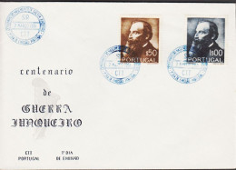 1951. PORTUGAL. Abílio De Guerra Junqueiro. Complete Set With 2 Stamps On FDC. (Michel 758-759) - JF544841 - FDC