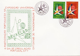 1958. PORTUGAL. EXPOSITION UNIVERSAL BRUXELLES. Complete Set With 2 Stamps On FDC.  (Michel 862-863) - JF544878 - FDC