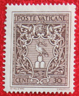 30 C Paus Pius XII Pope 1945 Mi 104 Yv 113 Ongebruikt MH * VATICANO VATICAN VATICAAN - Nuevos